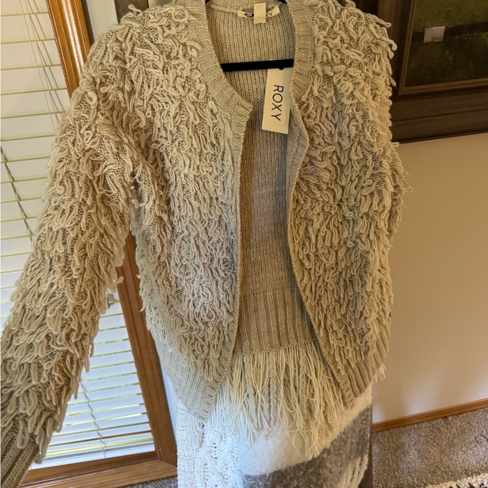 Roxy Textured Cream Cardigan